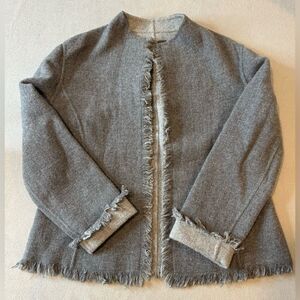 Lafayette 148 New York Gray Frayed Blazer